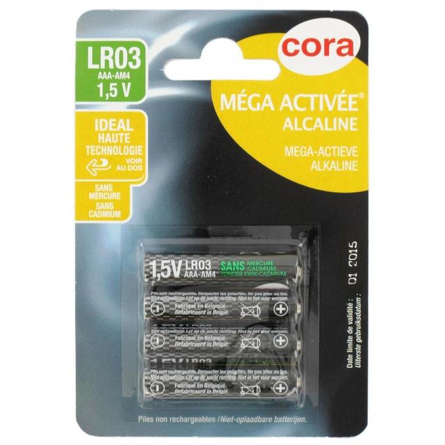 3257980382672 - Cora - 4 Piles LR03 / AAA Alcaline Méga Activées 
