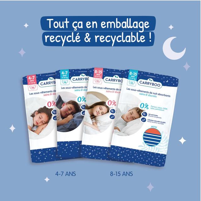 3760001767872 - Carryboo - Sous-vêtements de nuit absorbants Garçons 8-15 ans