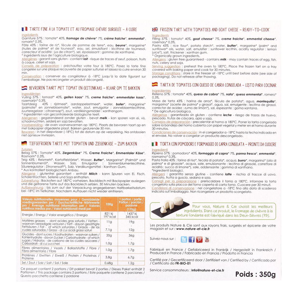 3760154260473 - Nature & Cie - Tarte fine tomate chèvre bio sans gluten