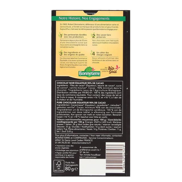 3396410047573 - Bonneterre - Chocolat Noir bio Équateur 90% 
