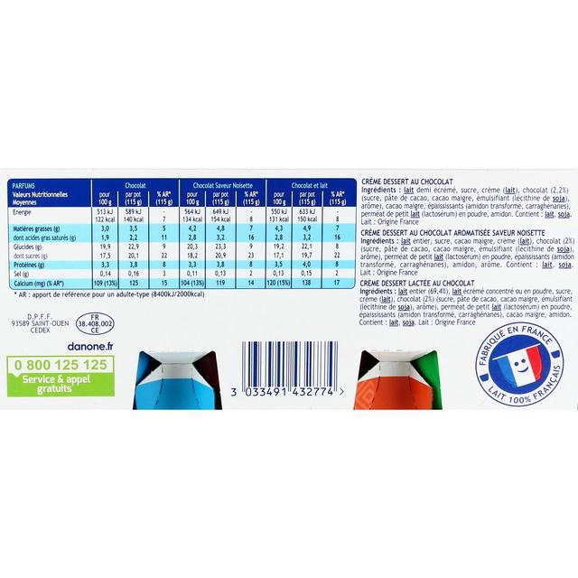 3033491432774 - Danette - Crème Dessert 3 Chocolats