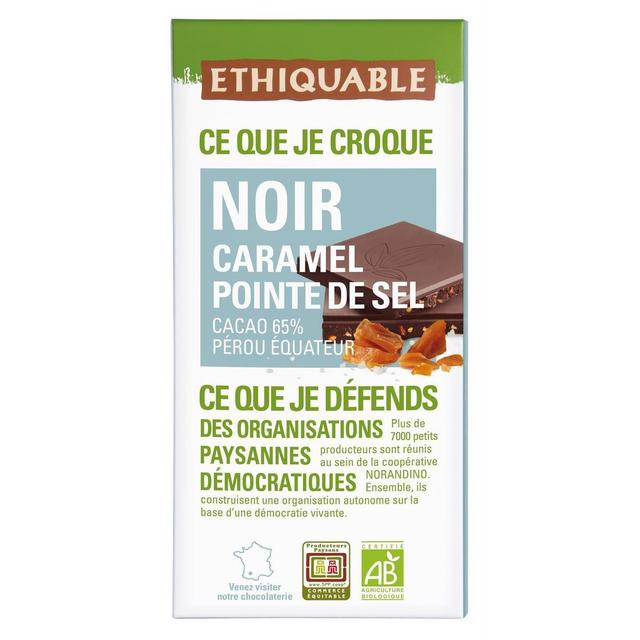 3760091723574 - Ethiquable - Commerce Equitable - Chocolat Noir Caramel pointe de sel 65% Cacao Bio du Pérou ou Equteur