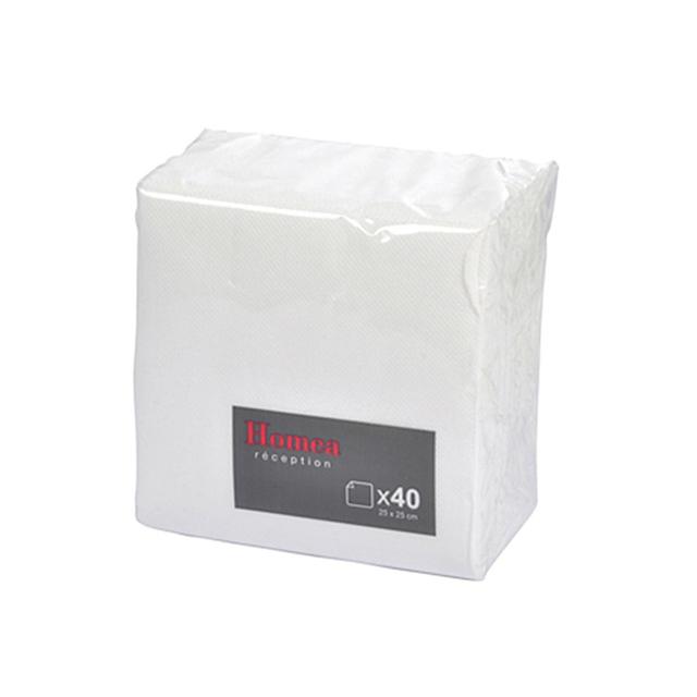 3526780948174 - Homea - Serviette cocktail gaufre 2 plis 25x25cm blanc