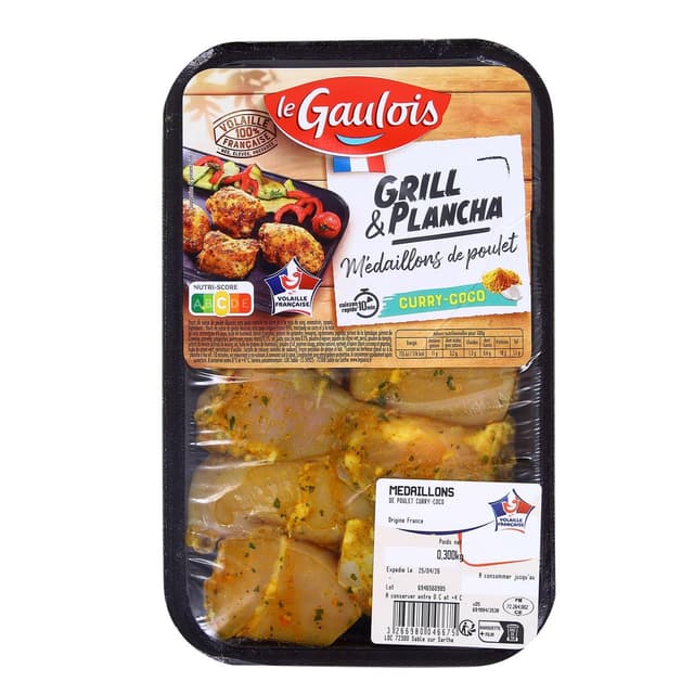 3266980046675 - Le Gaulois - Médaillons de poulet saveur curry coco