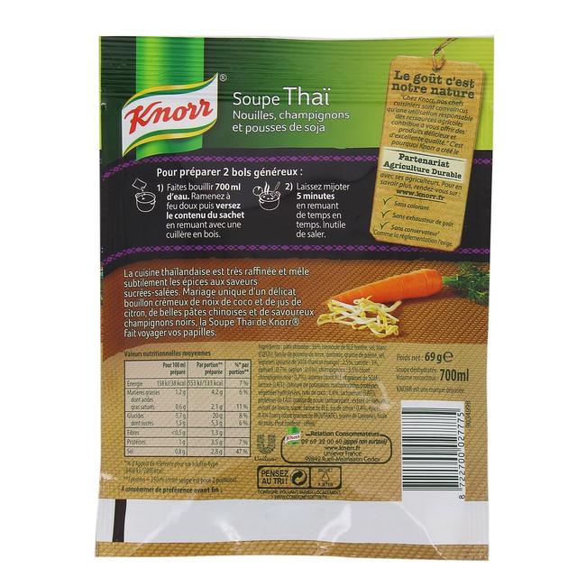8722700027775 - Knorr - Soupe Thaï- Nouilles, Champignons et pousses de soja déshydratée
