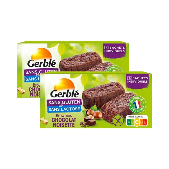 2050000419775 - Gerblé Sans Gluten Sans Lactose - 4 Brownies chocolat noisette sans gluten et sans lactose