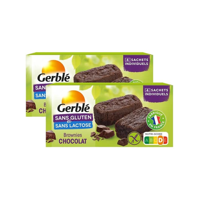 3175681158047 - Gerblé Sans Gluten Sans Lactose - 4 Brownies chocolat noisette sans gluten et sans lactose