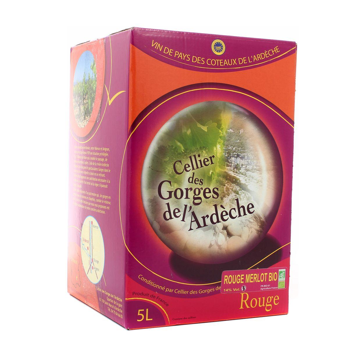 Ardèche rouge IGP - Cellier des gorges de l''Ardèche 14° BIO