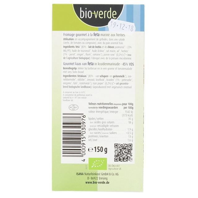 4000915030976 - BioVerde - Feta grecque bio marinée aux herbes