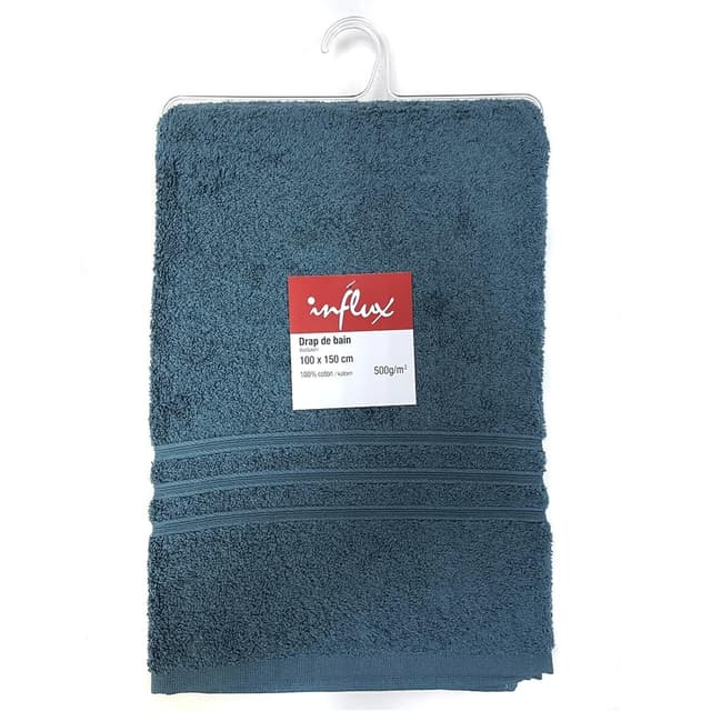 3257987961276 - Influx - Drap de bain 100x150 uni Bleu canard