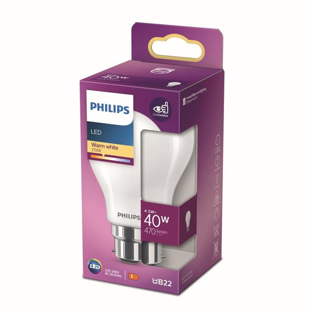 8718699762476 - Philips - Ampoule B22 - 4,5W Blanc Chaud dépoli 