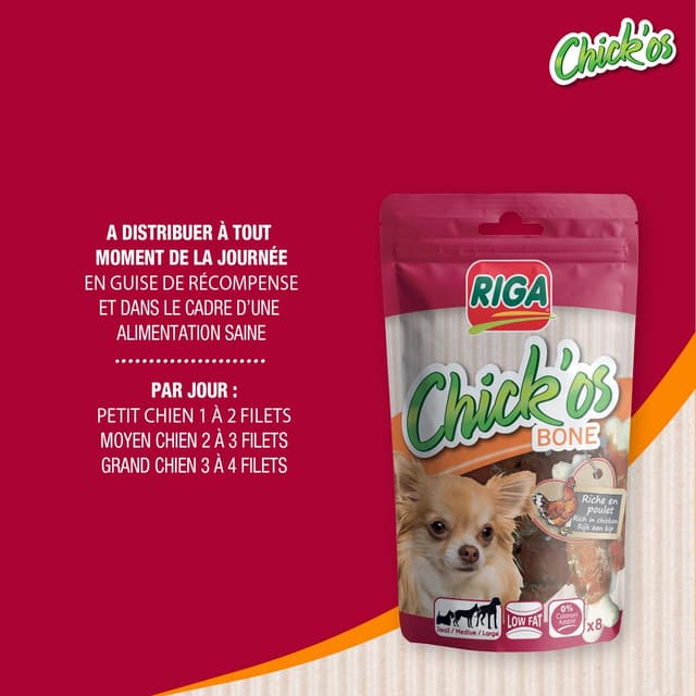 3166780045376 - Riga Chick'Os - Bone au poulet - Friandise Récompense pour chien