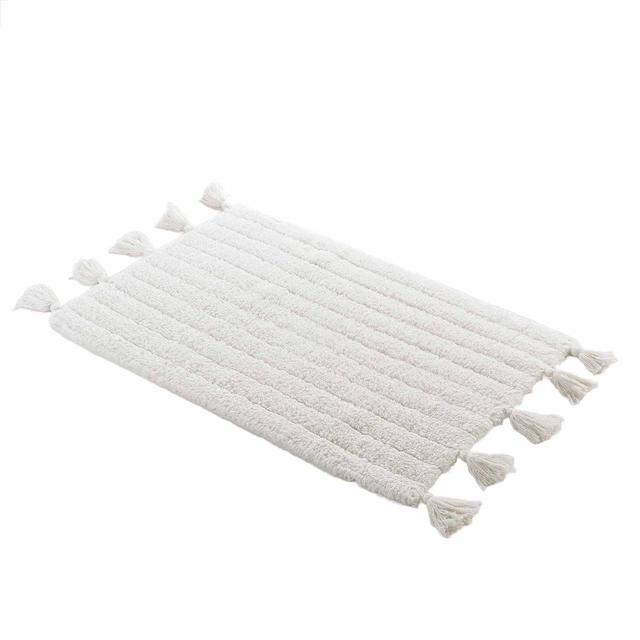 3574388016276 - Douceur D Interieur - Tapis de bain + pompon coton blanc