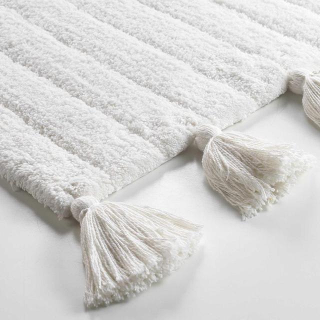 3574388016276 - Douceur D Interieur - Tapis de bain + pompon coton blanc