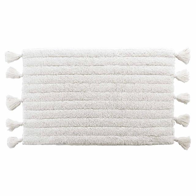 3574388016276 - Douceur D Interieur - Tapis de bain + pompon coton blanc