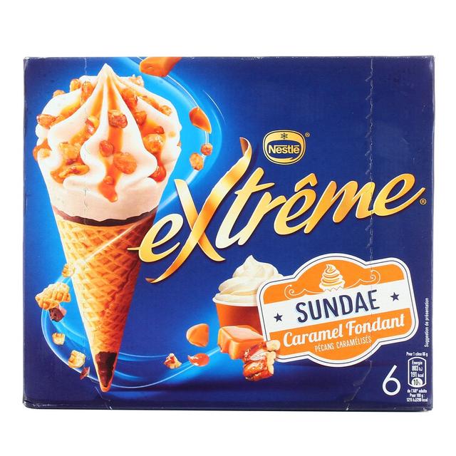 7613035870277 - Extrême - 6 cônes glacés Sundae caramel fondant et pécans caramélisés