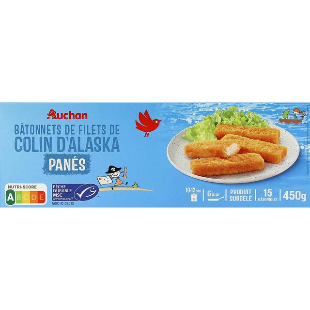 3596710432677 - Auchan - Bâtonnets panés de filets de colin d'Alaska MSC