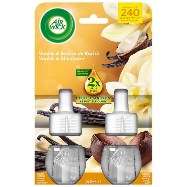 3665468303277 - Air Wick - Désodorisant Recharge Diffuseur Huile Essentielle Vanille et Beurre Karité
