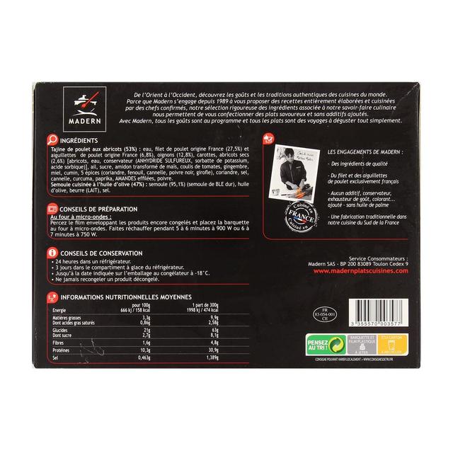 3355570003577 - Madern - Tajine de poulet aux abricots et sa semoule