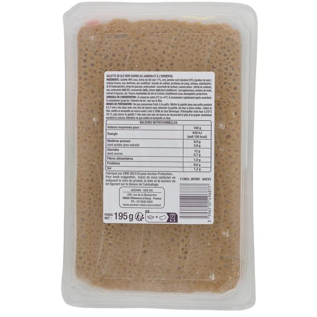3596710496877 - Auchan - Galette de Blé Noir Jambon Emmental