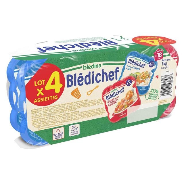 3041091438577 - Blédina - Blédi'chef - Fondue de Légumes Lieu / Légumes Soleil Volaille Basquaise Assiette Bébé Dès 18 mois