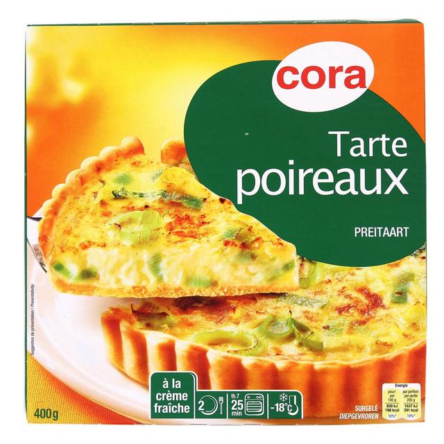 3257980091178 - Cora - Tarte aux poireaux, à la crème fraîche et fromage blanc avec de l'Emmental