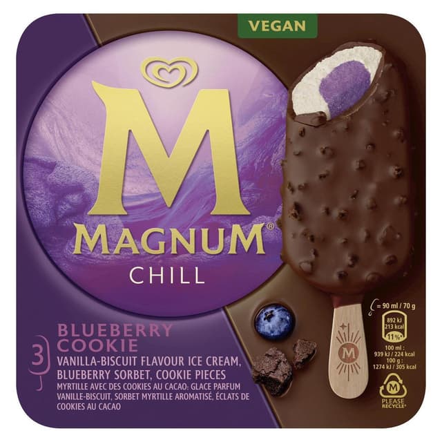 8711327622678 - Magnum - Magnum, Bâtonnets vegan myrtille cookie