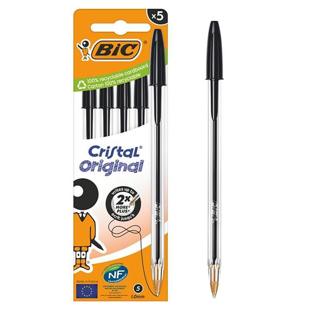 3086123734678 - Bic - Stylos bille cristal noir pointe moyenne