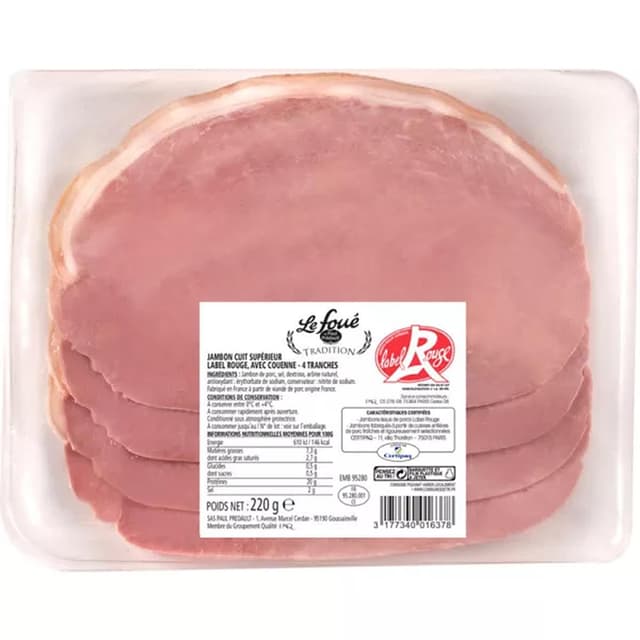 3177340016378 - Paul Prédault - Jambon le Foué Tradition avec couenne, Label Rouge