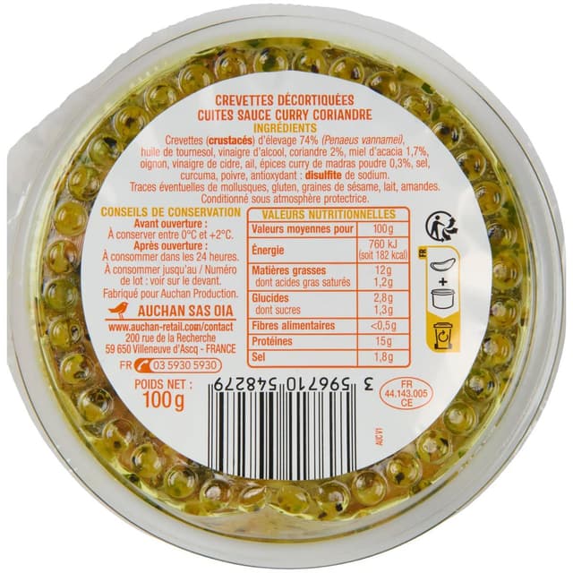 3596710548279 - Auchan - Crevettes Curry & Coriandre