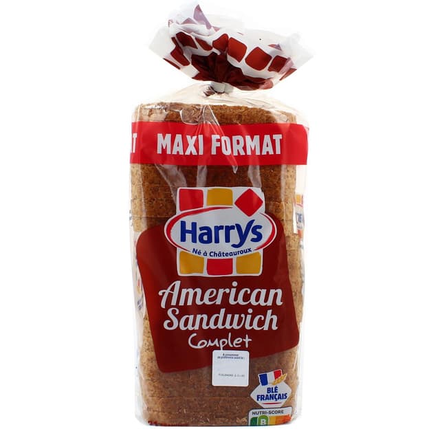 3228857000180 - Harrys - Pain de Mie Complet Maxi American Sandwich sans additifs, 900g