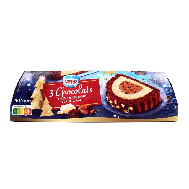3274664220280 - Nestlé - Bûche glacée aux 3 chocolats- Chocolat noir, chocolat blanc, chocolat au lait et petits éclats