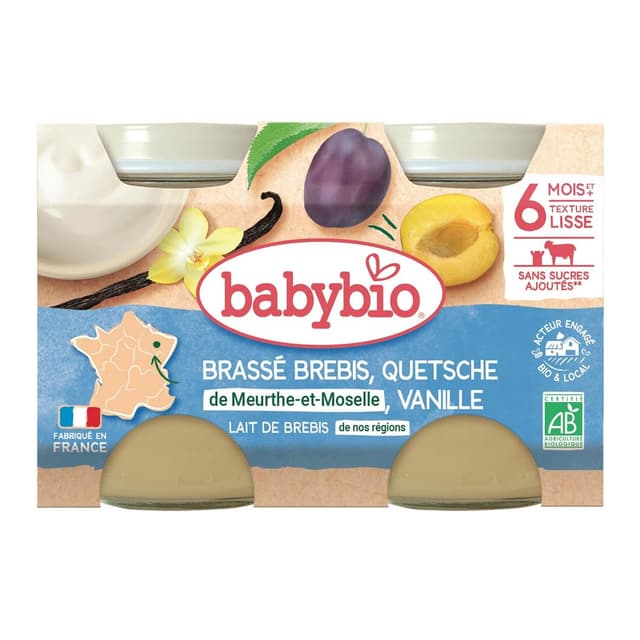 3288131510880 - Babybio - Dessert lacté Brassé Brebis Mirabelle Vanille Pot Bébé dès 6 mois