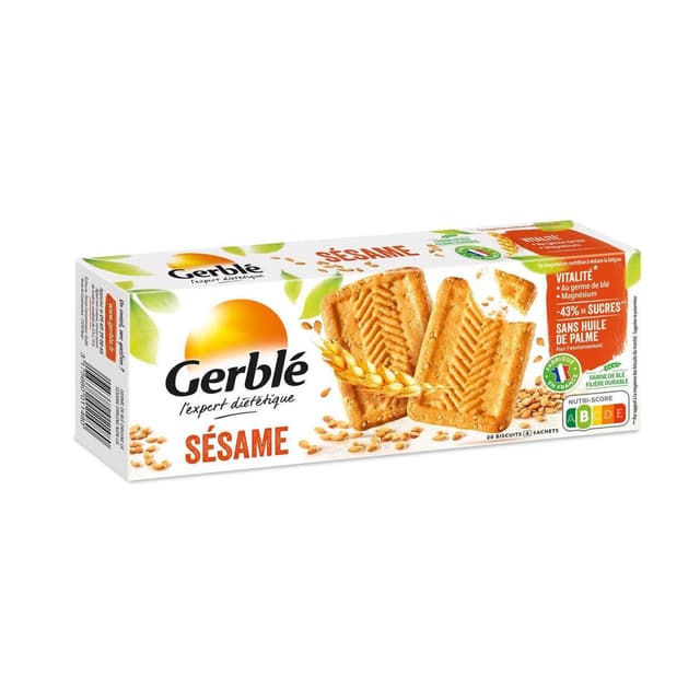3175680011480 - Gerblé Vitalité - 20 Biscuits Sésame -43% de sucres en moins