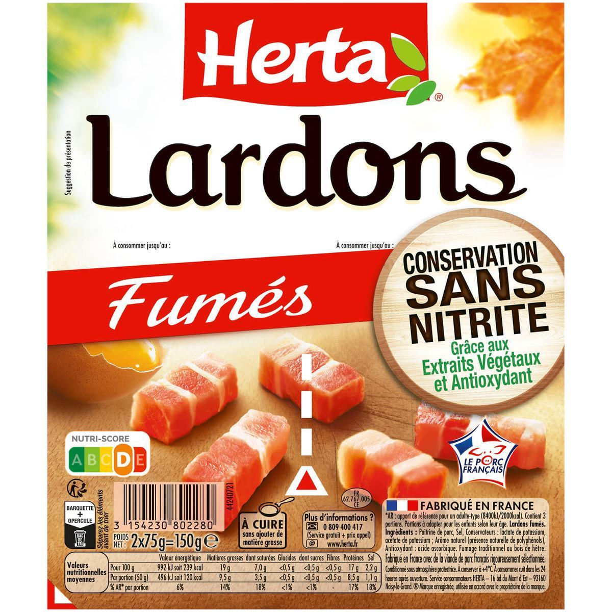 3154230802280 - Herta - Lardons Fumés, Conservation sans Nitrites