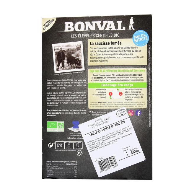 3760099534080 - Bonval - Saucisses Fumées Bio