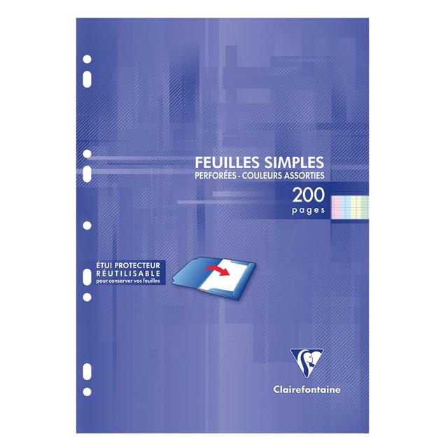 3037926724380 - Clairefontaine - Feuilles mobiles A4 21x29,7 cm couleurs grands carreaux