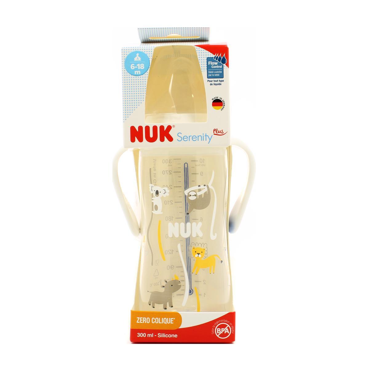 3159921228080 - Nuk - Biberon blanc à poignéee 6-18 mois