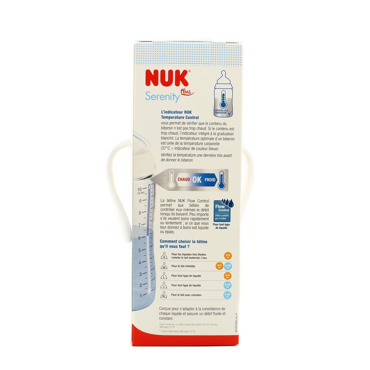 3159921228080 - Nuk - Biberon blanc à poignéee 6-18 mois