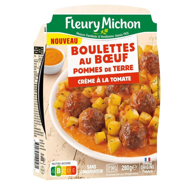3302740100581 - Fleury Michon - Boulettes au Boeuf, Pommes de Terre et Crème à la Tomate