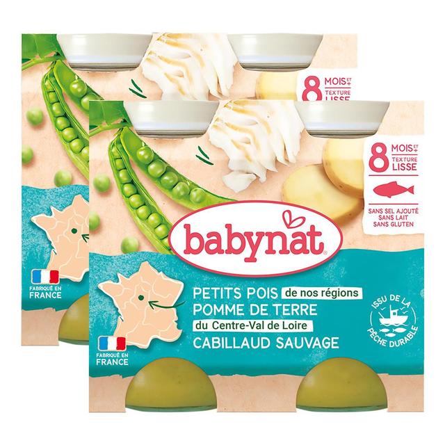 2050000312281 - Babybio - Petits pois, pommes de terre et cabillaud Bio pots Bébé Dès 8 mois
