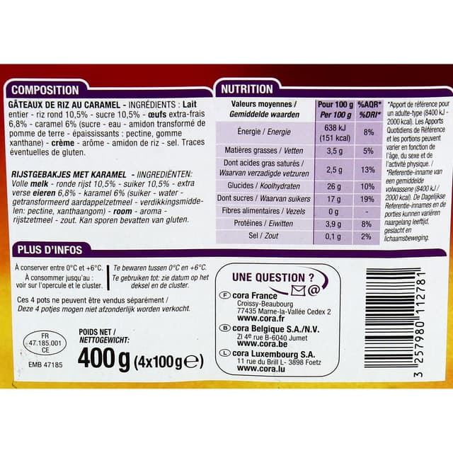 3257980112781 - Cora - Gâteau de riz