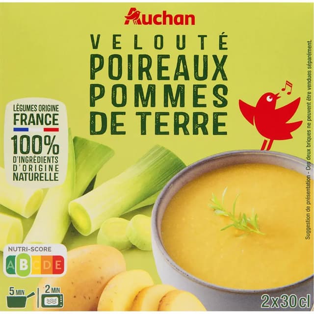 3596710494781 - Auchan - Velouté poireaux pommes de terre Soupe liquide en brique individuelle