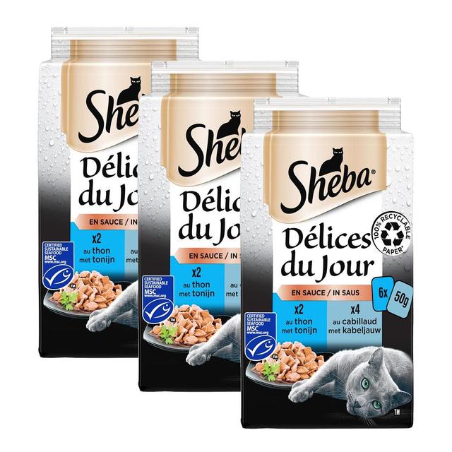 2050000395581 - Sheba - Délices du Jour - Sachets en Sauce Cabillaud et Thon MSC pour chat