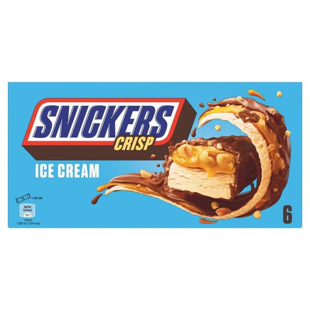 5000159526081 - Snickers - 6 barres glacées Crisp Chocolat Caramel 6x39,2ml