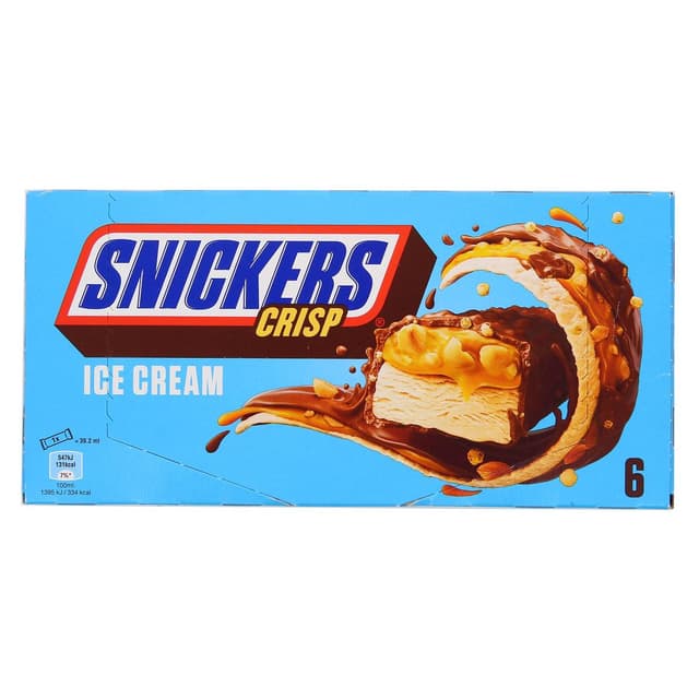 5000159526081 - Snickers - 6 barres glacées Crisp Chocolat Caramel 6x39,2ml