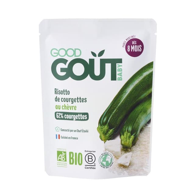 3770002327081 - Good Goût - Risotto de Courgettes au Chèvre Bio Sachet Bébé Dès 8 mois