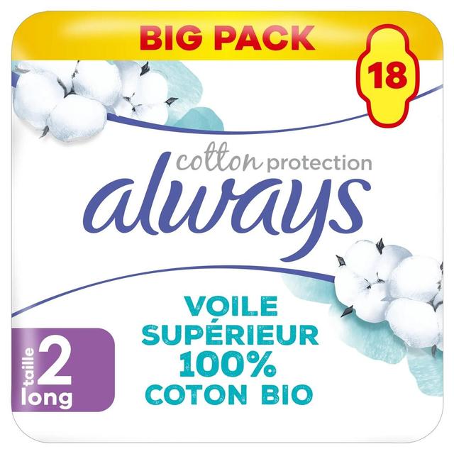 8006540707982 - Always - Serviettes Hygiéniques avec Ailettes Taille 2 100% Coton Cotton Protection