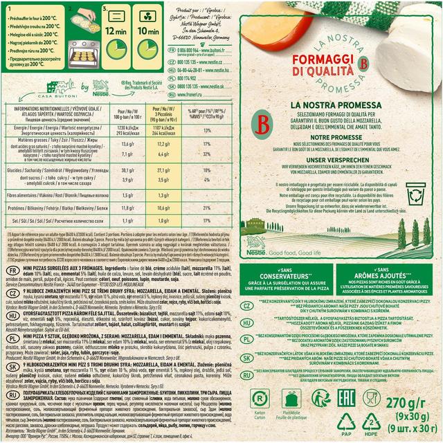 7613035090583 - Buitoni Piccolinis - 9 Mini pizzas 3 fromages 9x30g