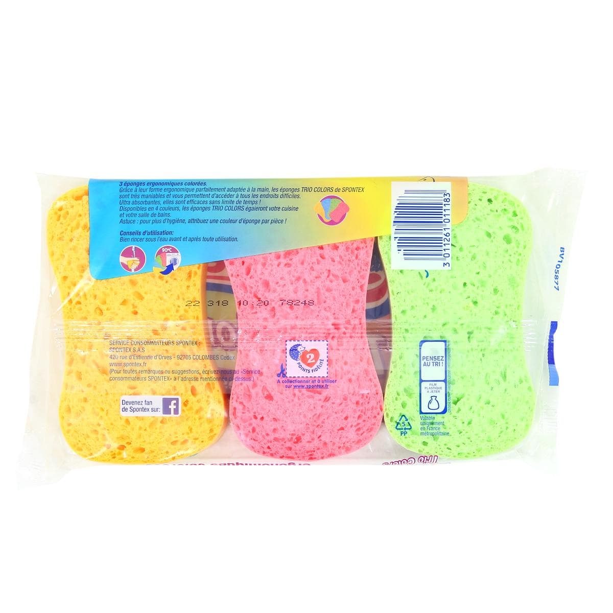 Spontex - 3 Éponges Trio Colors - Produits d'entretien maison